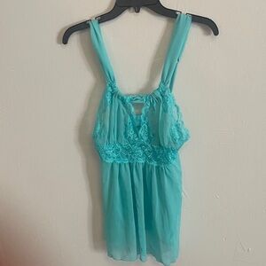 Elegant Aqua Lace Chemise